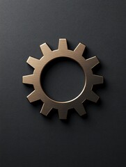Aufkleber - A bronze gear symbol rests against a dark background, symbolizing engineering and technology in a contemporary design context. Generative AI