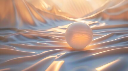 Canvas Print - A soft, illuminated scene featuring a smooth sphere resting on a flowing, textured surface.