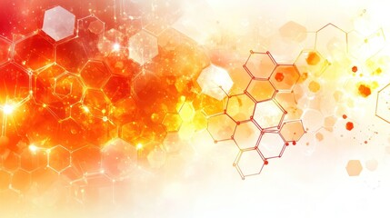 Aufkleber - Abstract Background with Red and Orange Hexagons and Glittering Lights