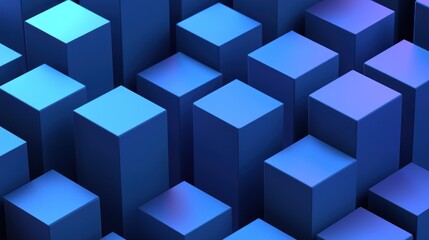 Wall Mural - Abstract Pattern of Blue Cubes with Varying Light Reflection