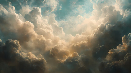 Wall Mural - Vintage clouds painting in renaissance style. Renaissance. Illustration