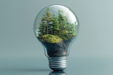Aufkleber - A Miniature Forest Enclosed Within a Glass Lightbulb