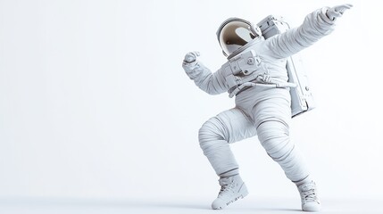 Leinwandbilder - A stylized astronaut in a dynamic pose against a minimalist background.
