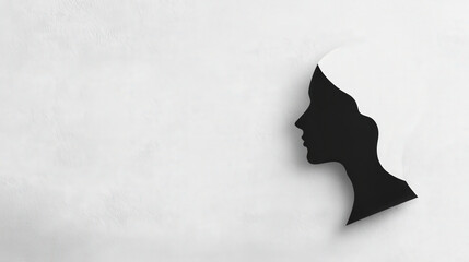 Wall Mural - Silhouette of male head on white background, abstract illustration conveying simplicity and elegance