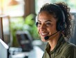 © koala studio - Smiling woman with headset in office
