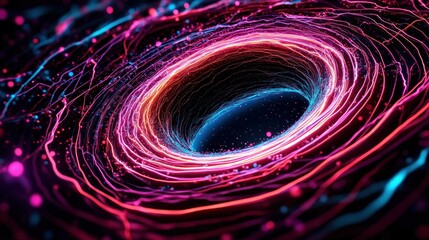 Aufkleber - Dynamic energy flow in abstract space digital artwork bright neon colors cosmic environment close-up view futuristic concept