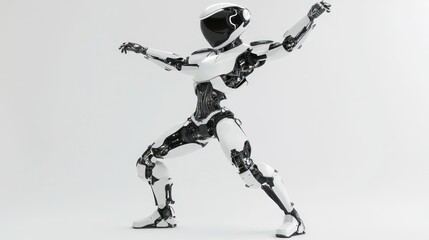 Poster - A futuristic humanoid robot in a dynamic pose, showcasing advanced design and technology.