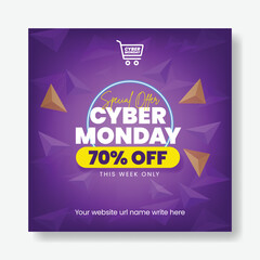 Wall Mural - editable social media post banner template for cyber monday sale discount offer square flyer or post