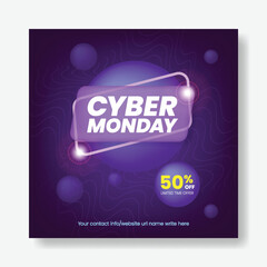 Wall Mural - editable social media post banner template for cyber monday sale discount offer square flyer or post