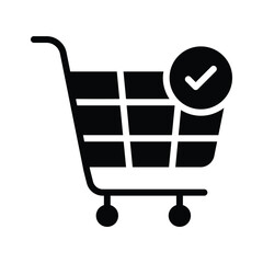 Canvas Print - Icon of a shopping cart with a checkmark for confirmation