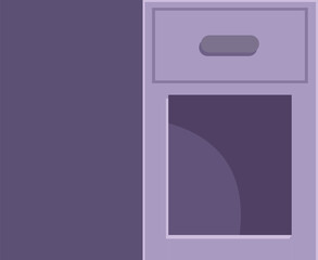 Wall Mural - Minimalist purple kitchen cabinet featuring a drawer and an empty compartment, ideal for storing kitchenware