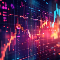 Wall Mural - glowing computer screen with captivating blue and red lighting effects.