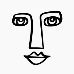 Wall Mural - abstract one line drawing woman face portrait logo