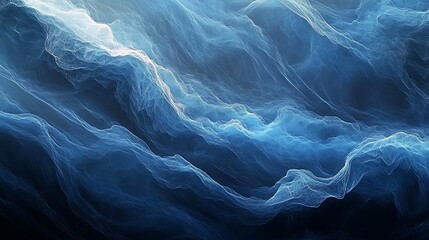 Wall Mural - abstract design with vibrant blue light waves and flowing motion.