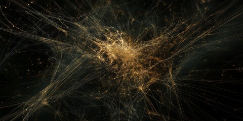 Wall Mural - digital map with intricate network lines spreading from a central point,space for text