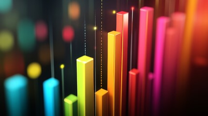 Leinwandbilder - Colorful Bar Graph Visualization with Vibrant Neon Colors Representing Data Growth and Insights in Modern Digital Analytics for Business and Technology Applications