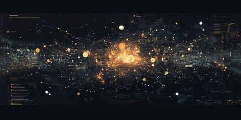Wall Mural - minimalist digital map with major tech hubs connected,space for text