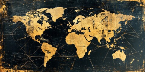 Wall Mural - creative global financial network concept on a stylized map,space for text