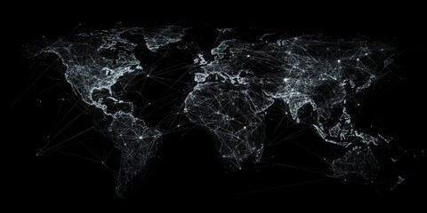 Wall Mural - geometric digital map with points connected by thin lines,space for text