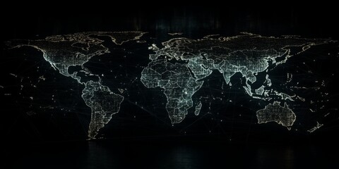 Wall Mural - interconnected global system in a cyber-style map,space for text