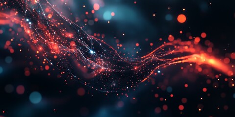 Wall Mural - abstract global network concept with bright lights and flowing data lines,space for text