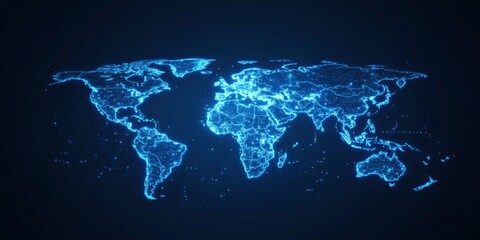 Wall Mural - global economic flow symbols of finance, technology, and trade on a digital map,space for text