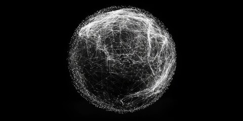 Wall Mural - abstract digital globe made from intersecting lines and dots,space for text