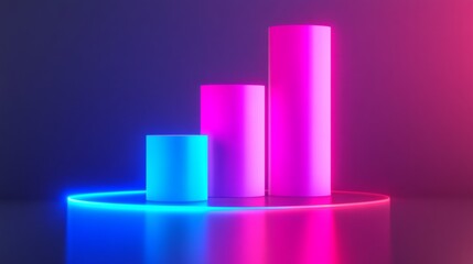 Fototapete - Modern Abstract Colorful Bar Graph Representing Data Growth and Analysis with Neon Lighting in a Futuristic Digital Environment
