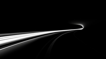 Fototapete - Futuristic Perspective of Light Trails Escaping from a Dark Tunnel, Illuminating the Path Ahead with a Soft Glow in a Mysterious Atmosphere