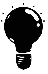 Aufkleber - Alightbulb drawing in sketch style on a white background. Minimalist ink illustration concept representing creativity and ideas