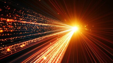 Fototapete - Bright Burst of Light with Dynamic Rays and Glittering Particles Creating an Energetic and Vibrant Background for Digital Art or Design Projects