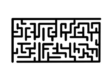 Fototapete - A rectangular maze drawn with boldlines on a clean white background. Minimalistic design, isolated style. Concept of challenge and problem-solving