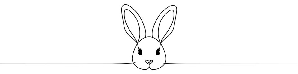 Wall Mural - minimalist vector illustration depicting a rabbit with its long ears drawn with one single continuou
