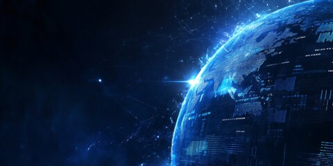 Wall Mural - international tech development : servers, code, and tech icons symbolizing tech globalization