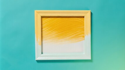 Sticker - A Brightly Colored Empty Frame With a Yellow Gradient Design on a Teal Background. Generative AI