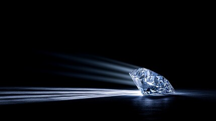 Aufkleber - Sparkling diamond on a dark backdrop with soft rays of light elegantly illuminating its facets, creating a mesmerizing display of brilliance and clarity.