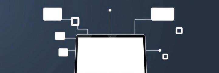 Wall Mural - computer screen with blank display, ideal for mockup and design presentation, vector, design, techno