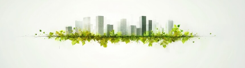 Aufkleber - A stylized city skyline blended with greenery, symbolizing urban nature and sustainability.