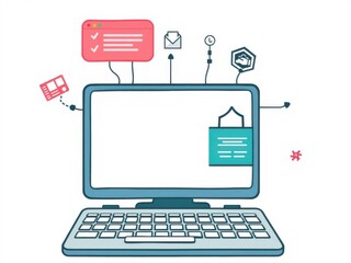 Wall Mural - vector illustration of a modern laptop with sleek design isolated on a white background, electronics