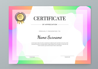 Wall Mural - Colorful design geometric modern minimalist certificate template certificate. For background, banner, achievement, diploma, award, graduation, and appreciation