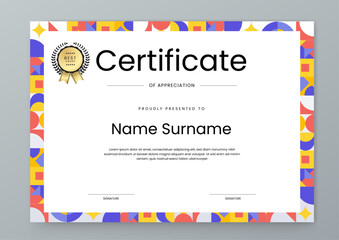 Wall Mural - Colorful Certificate of Appreciation With Modern Design