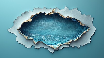 Wall Mural - exploring a stunning blue hole in a torn white paper digital art contemporary design unique perspect
