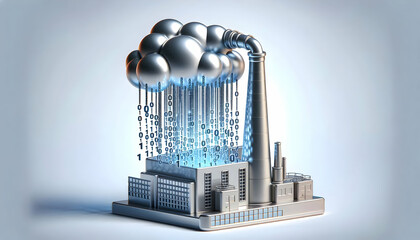 Wall Mural - 3d factory chimney emitting binary code instead of smoke with copy space concept as a glossy image s