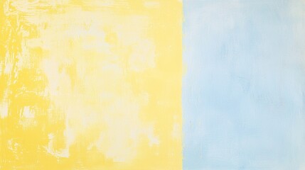 Wall Mural - brushstrokes of yellow and blue paint create a vibrant two-tone background, offering a striking visu