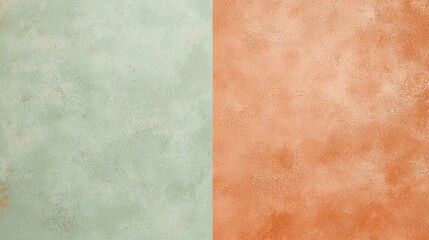Wall Mural - green and orange textured backgrounds are combined to create a split screen effect, forming a visual