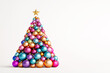 © Innese - 3D Christmas tree made of colorful baubles on white background, space for text