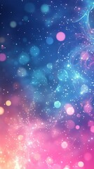 Wall Mural - Colorful abstract design featuring glowing orbs in blue and pink tones in a starry background
