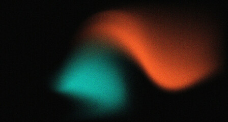 Aufkleber - Grainy orange green poster background dark moody teal turquoise aquamarine grunge retro backdrop design smooth color gradient banner