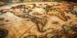 © NorthStar Creations - A Close-Up View of an Antique World Map with Detailed Coastlines and a Grid System, vintage map, antique map, world map