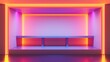 © AItist - Wallpaper Empty shelf displaying products with neon lights background for mockup in modern interior